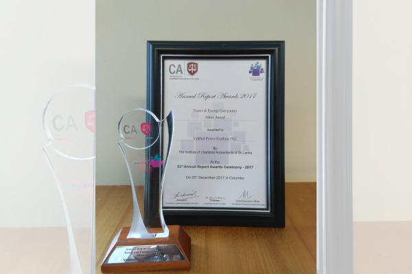 Vallibel Power walked away with the ‘Winner’ award of ACCA Sustainability Reporting Awards 2017